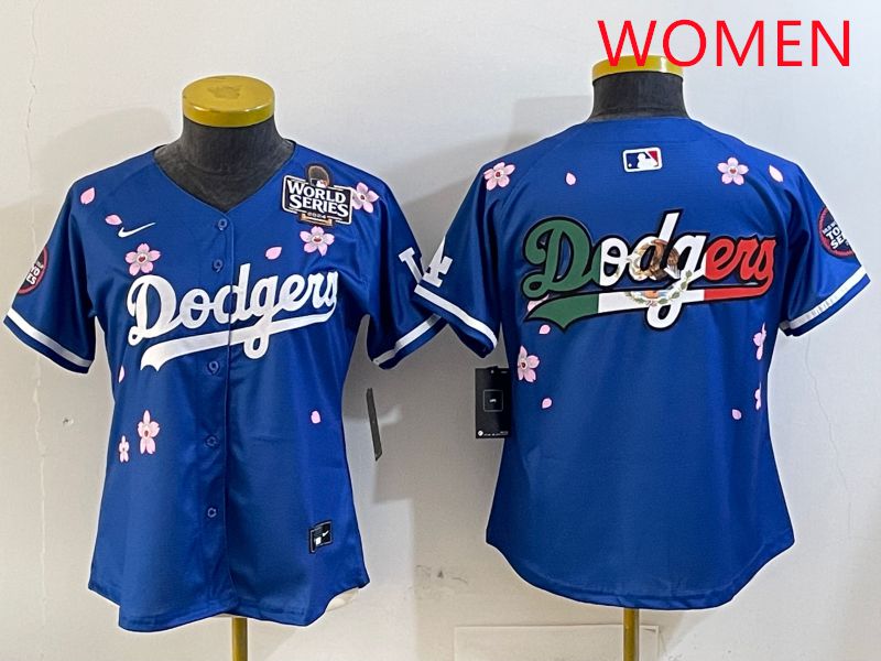 Women Los Angeles Dodgers Blank Blue Sakura Edition 2025 Nike MLB Jersey style 8